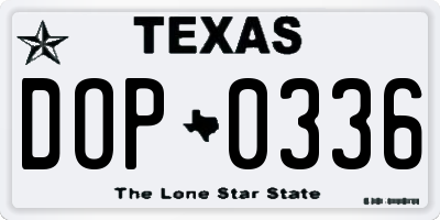 TX license plate DOP0336