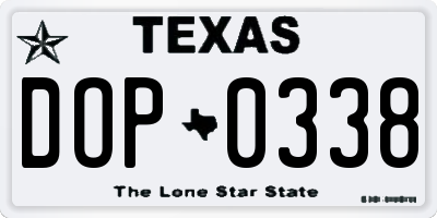 TX license plate DOP0338