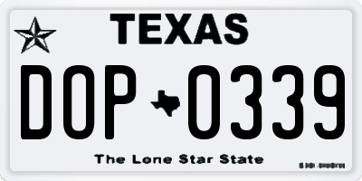 TX license plate DOP0339