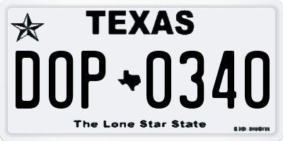 TX license plate DOP0340