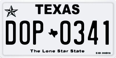 TX license plate DOP0341