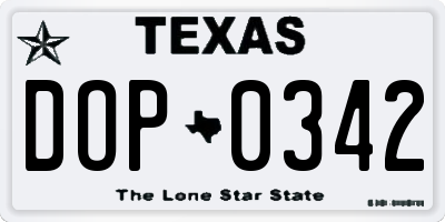 TX license plate DOP0342