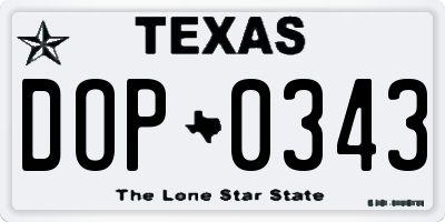 TX license plate DOP0343