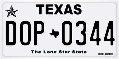 TX license plate DOP0344