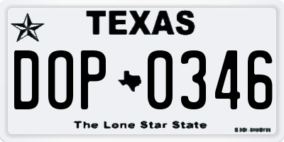 TX license plate DOP0346