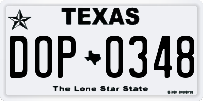 TX license plate DOP0348
