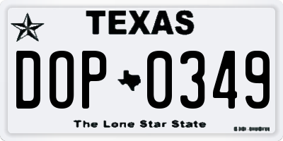 TX license plate DOP0349
