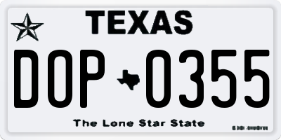 TX license plate DOP0355