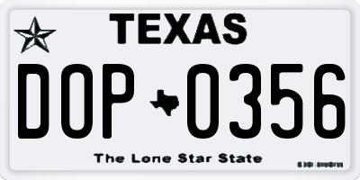 TX license plate DOP0356