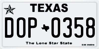 TX license plate DOP0358