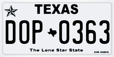 TX license plate DOP0363