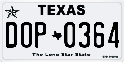TX license plate DOP0364