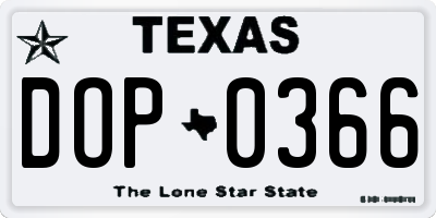 TX license plate DOP0366