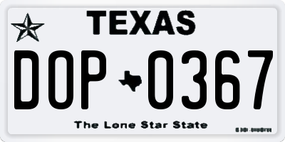 TX license plate DOP0367