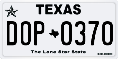 TX license plate DOP0370