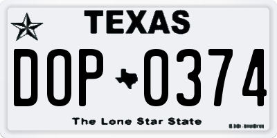 TX license plate DOP0374