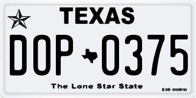 TX license plate DOP0375