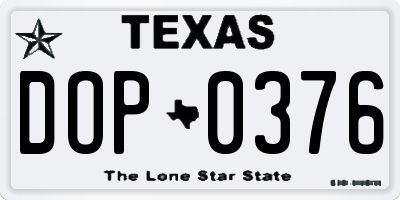 TX license plate DOP0376