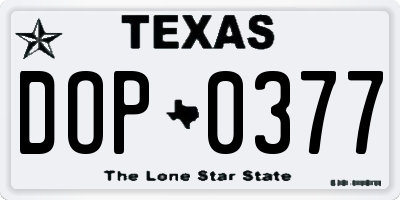 TX license plate DOP0377