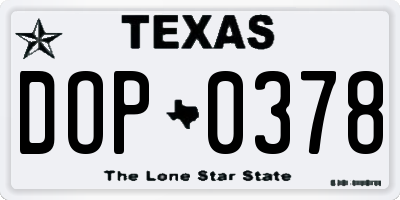 TX license plate DOP0378
