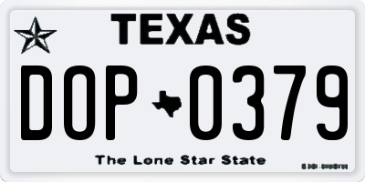 TX license plate DOP0379