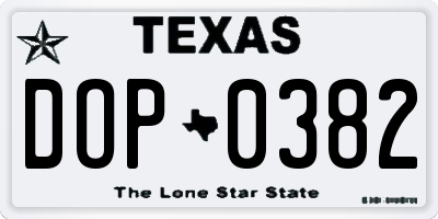 TX license plate DOP0382