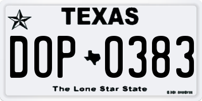 TX license plate DOP0383