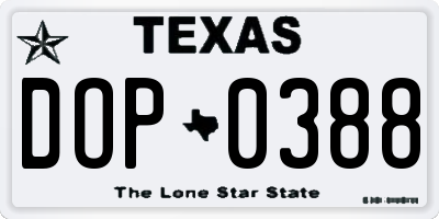 TX license plate DOP0388