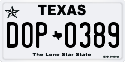 TX license plate DOP0389