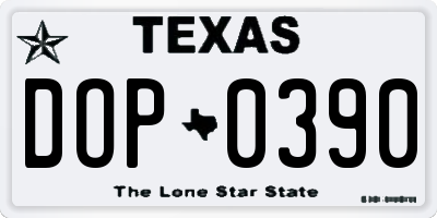 TX license plate DOP0390