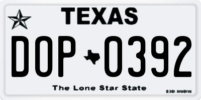 TX license plate DOP0392