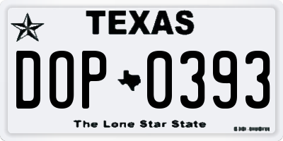 TX license plate DOP0393