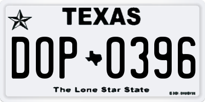TX license plate DOP0396