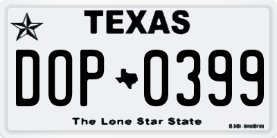 TX license plate DOP0399