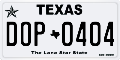 TX license plate DOP0404