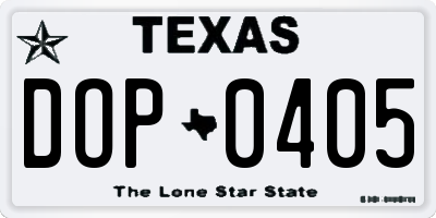 TX license plate DOP0405