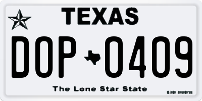 TX license plate DOP0409