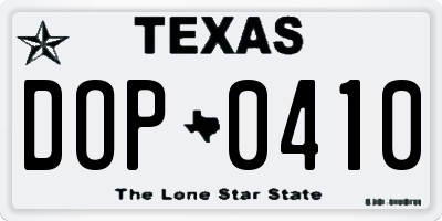 TX license plate DOP0410