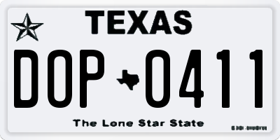 TX license plate DOP0411