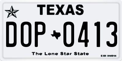 TX license plate DOP0413