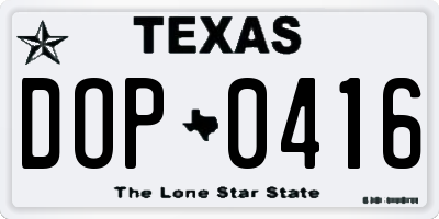 TX license plate DOP0416