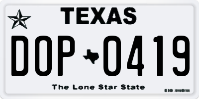 TX license plate DOP0419