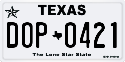 TX license plate DOP0421