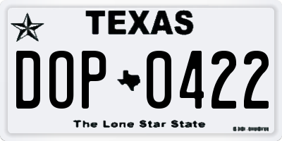 TX license plate DOP0422