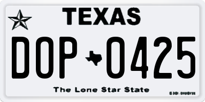 TX license plate DOP0425