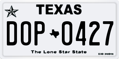 TX license plate DOP0427