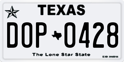 TX license plate DOP0428