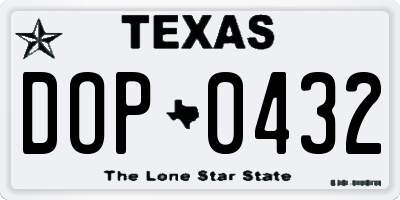 TX license plate DOP0432