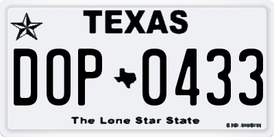 TX license plate DOP0433