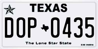 TX license plate DOP0435